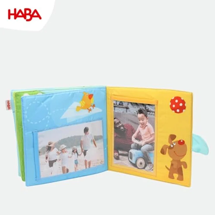 HABA 303143 - Baby-Fotoalbum Spielgefährten2 | Album aus Stoff mit 10 Seiten | Einstecktaschen für 8 Fotos im Format 10 x 15 cm | Ab 12 Monaten – Bild 7