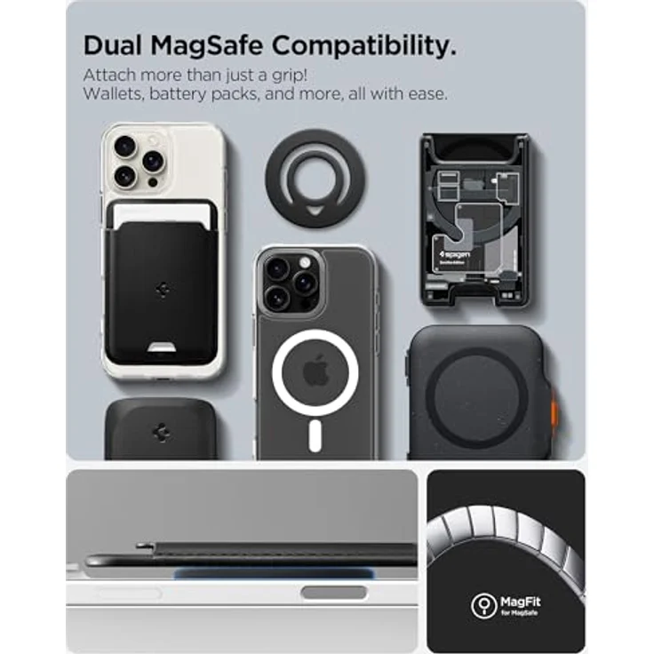 Spigen Dual Pop MagFit MagSafe Ringhalterung, flexibler Fingerhalter für iPhone 16/15/14/13 und MagSafe Hüllen - Schwarz – Bild 3