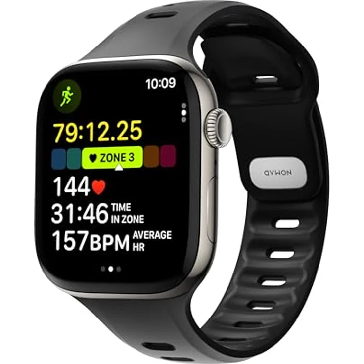 NOMAD Tempo Band für Apple Watch 46mm, wasserfestes und schlankes Sportarmband, Black – Bild 1