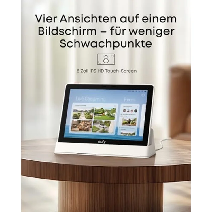 eufy Smart Display E10, Smart Home Hub mit 8 Zoll Bildschirm, Schwarz und Weiss, Live-Übertragung und Aktivitätsmeldung – Bild 2
