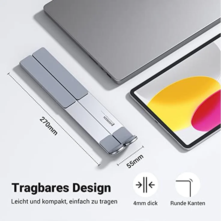 UGREEN Aluminium Laptop Ständer Höhenverstellbar 5 Stufen Laptopständer Notebook Ständer Belüftet Ergonomisch kompatibel mit MacBook Air Pro Asus Acer Lenovo HP Dell 17.3 Zoll – Bild 5