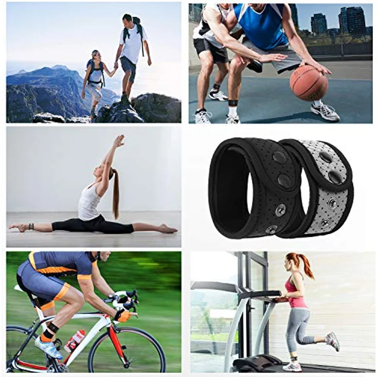 MoKo 2er-Pack Knöchelriemen, kompatibel mit Fitbit & Garmin Trackern, atmungsaktiv, wasserdicht, doppeltes Knopf-Design, Schwarz – Bild 5