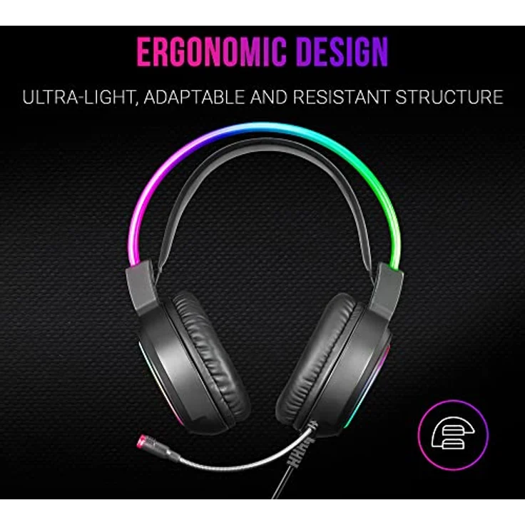 Mars Gaming MHRGB, Chroma RGB Flow Headset, Professionelles Mikrofon, Räumlicher Klang, Schwarz – Bild 4