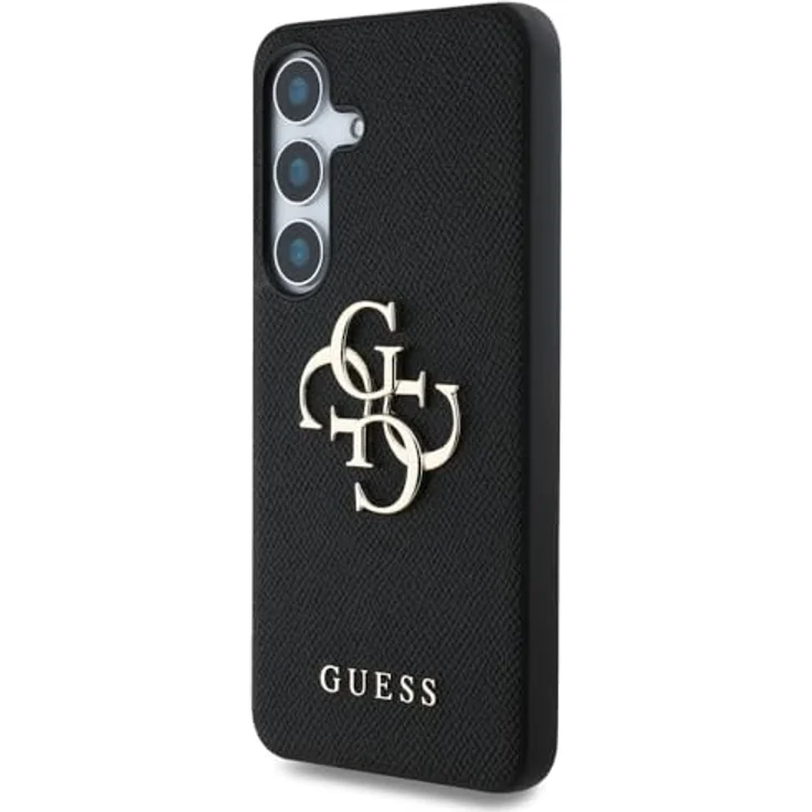 CG MOBILE Unter Lizenz Guess Hülle für S25 Plus Schwarz Grained Big 4G Logo Small Classic Logo - Handyhülle aus Leder / TPU / PC – Bild 3