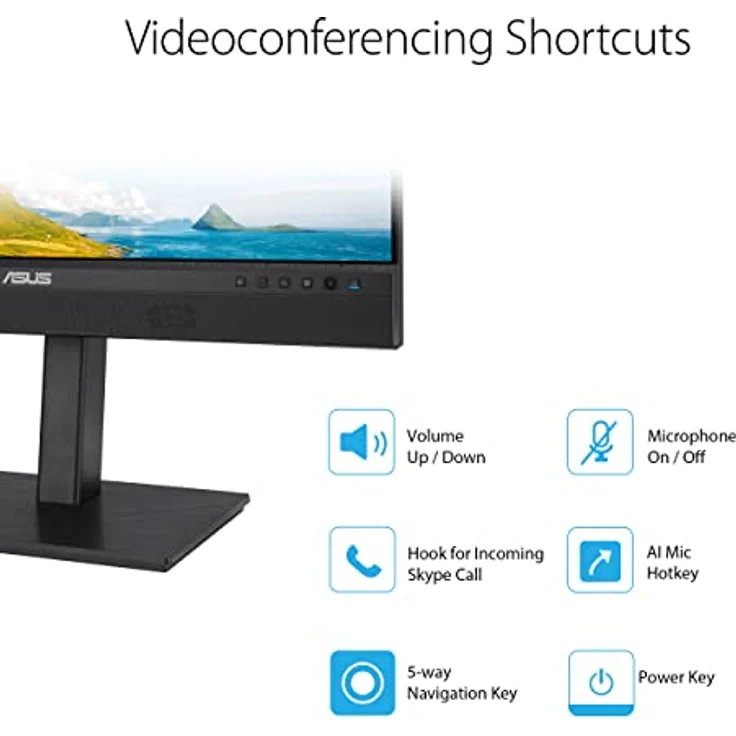 ASUS Business BE24ECSNK 24 Zoll Full HD Monitor mit Ergonomie, Webcam und Mikrofon - IPS Panel, 1920x1080, RJ45, DP Daisy Chain, HDMI, 80W USB-C - Schwarz – Bild 3