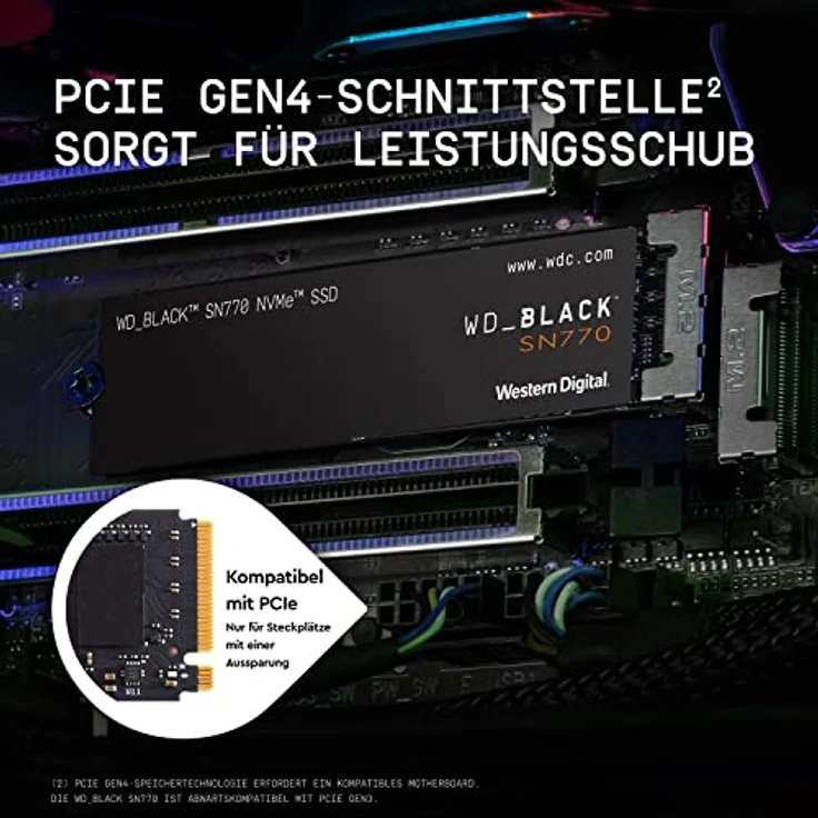 WD Black SSD SN770 NVMe 2TB PCIe Gen4 16GT-s M.2 2280 – Bild 3