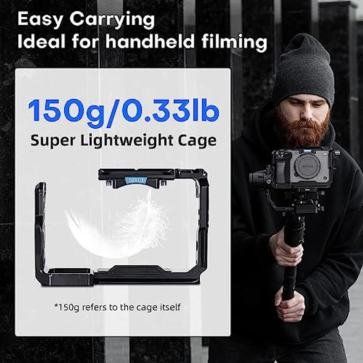 SIRUI Kamera Käfig Cage mit oberem Handgriff für Sony FX3/FX30, Kameragehäuse/Kamerakäfig mit Original XLR Handgriff, mit HDMI Kabelklemme, 1/4"-20 Gewindebohrungen, ARRI 3/8"-16 Aufnahmebohrungen – Bild 3