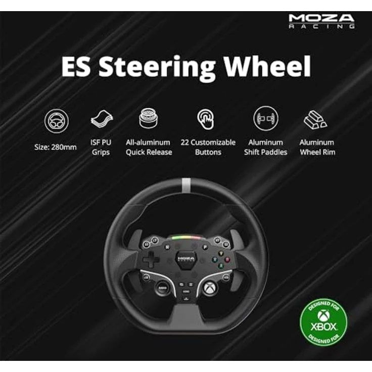 MOZA RACING R3 Racing Set, Gaming-Lenkrad für XBOX und PC mit DD R3 Wheelbase, 22 programmierbaren Tasten und SR-P Lite Pedalen, Schwarz – Bild 3