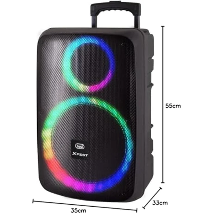 Trevi XF 1250 KB, Tragbarer Bluetooth Lautsprecher mit Mikrofon und Discolight-LED, Schwarz – Bild 5