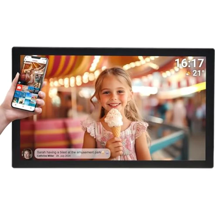 Denver PFF-3260, Digitaler Bilderrahmen mit 32" Full HD IPS-Touchscreen, 1920 x 1080 Pixel, 32GB Speicher, Schwarz – Bild 1
