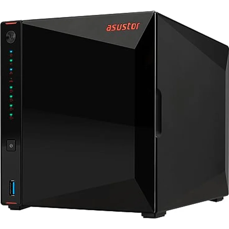 Asustor AS5404T Nimbustor 4 Gen2-4 Bay NAS Netzwerkspeicher Gehäuse, Quad-Core 2,0GHz CPU, 4xM.2 NVMe SSD Steckplätze, 2x2,5GbE Anschlüsse, 4GB DDR4 RAM, Gaming-Inspirierten NAS – Bild 1