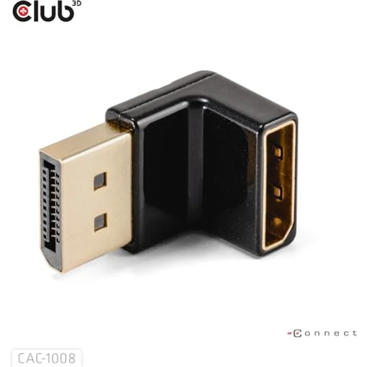 Club3D CAC-1008 DisplayPort Adapter, 90 Grad abgewinkelt, 4K120Hz M/F, Schwarz – Bild 4