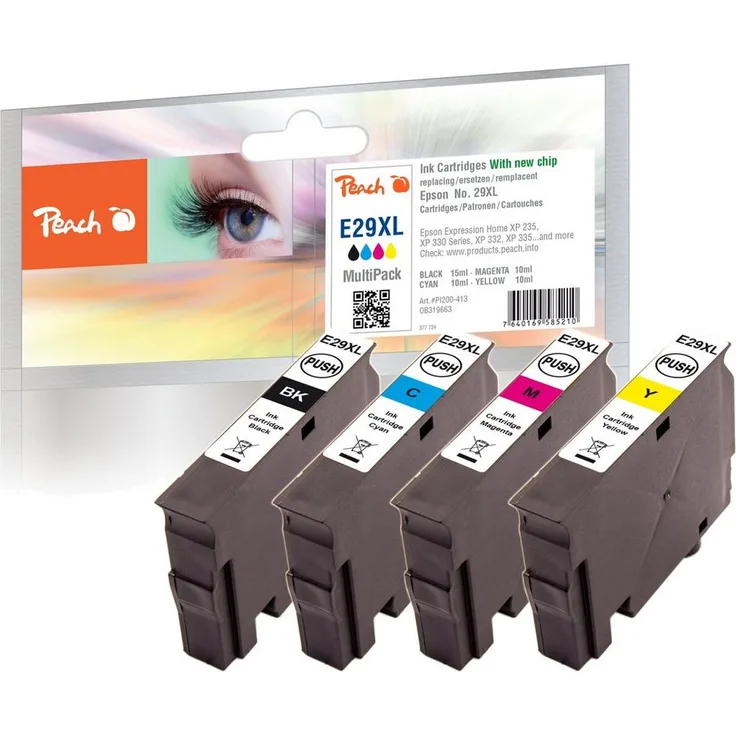 Peach Tinte Sparpack 29XL, kompatibel zu Epson Tintenpatronen, Schwarz, Cyan, Magenta, Gelb