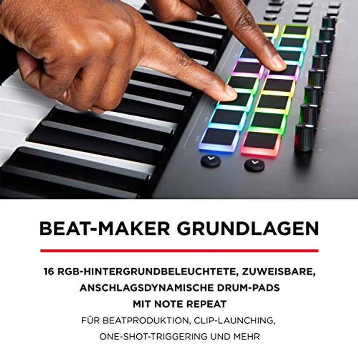 M-Audio Hammer 88 Pro – USB MIDI Keyboard Controller mit 88 gewichteten Hammermechanik-Tasten, Beat Pads, MIDI-zuweisbaren Kontrollen und Software – Bild 4