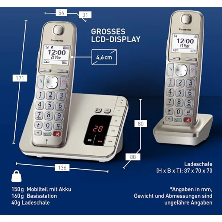 Panasonic KX-TGE262GN Duo champagner – Bild 6