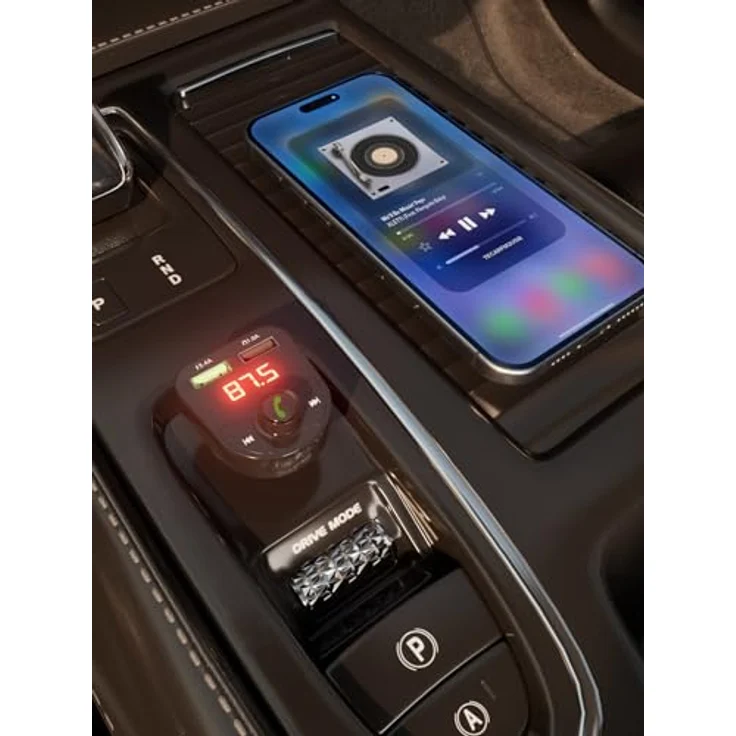 SBS TECARFM2USB KFZ Ladegerät mit FM-Transmitter, 15 W, kabelloses Aufladen, Schwarz – Bild 6