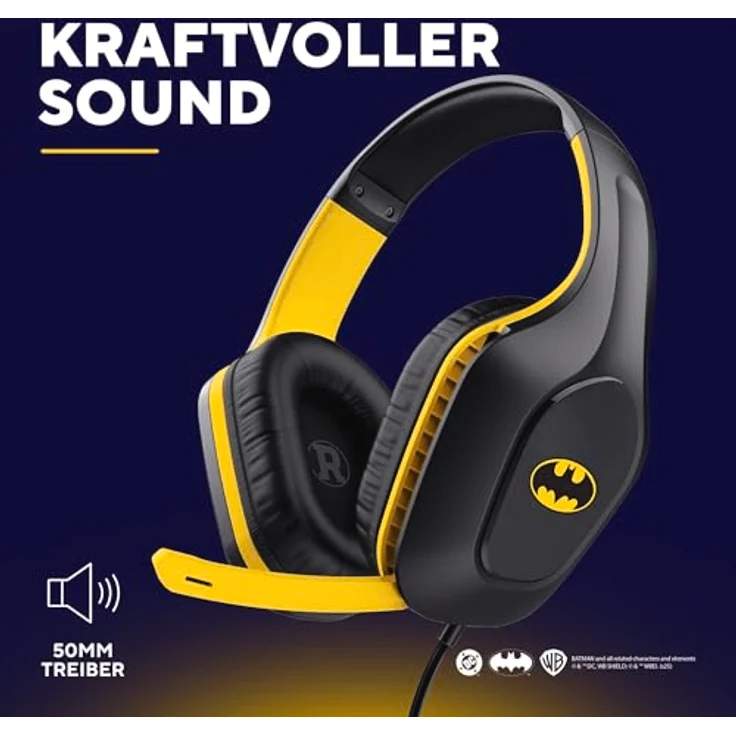 GXTrust Zirox Batman Gaming Headset, Over-Ear mit 50-mm-Treibern und Mikrofon klappbar, 3.5mm, Schwarz – Bild 3