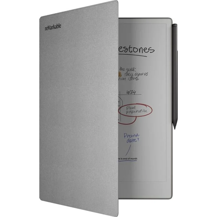 reMarkable BookFolio Pro, Tablet-Hülle aus Polymer-Gewebe, Grau, mit integrierter Stifthalterung und automatischem Aufwecken