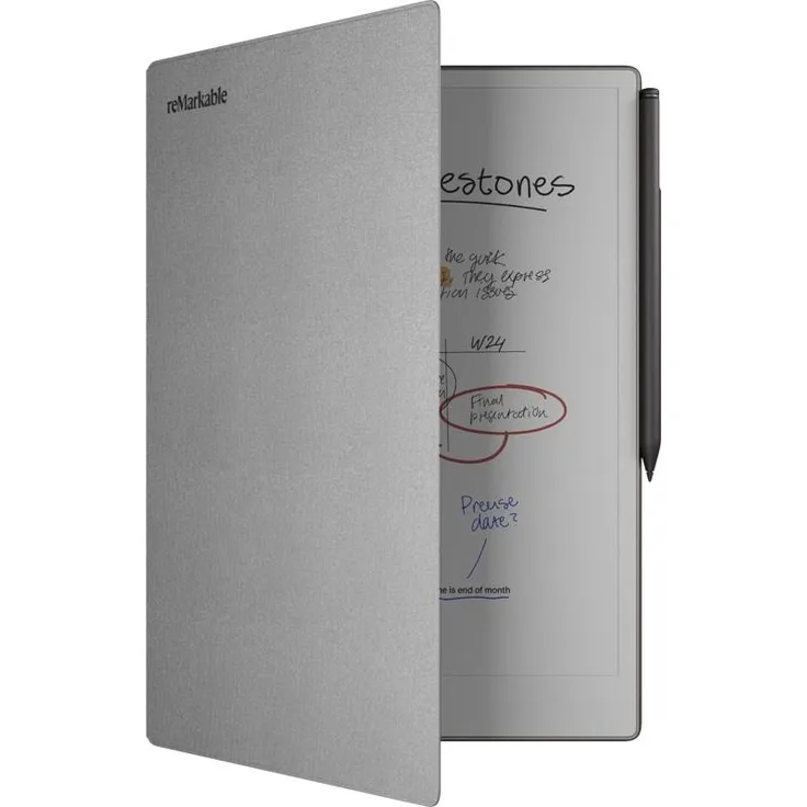 reMarkable BookFolio Pro, Tablet-Hülle aus Polymer-Gewebe, Grau, mit integrierter Stifthalterung und automatischem Aufwecken