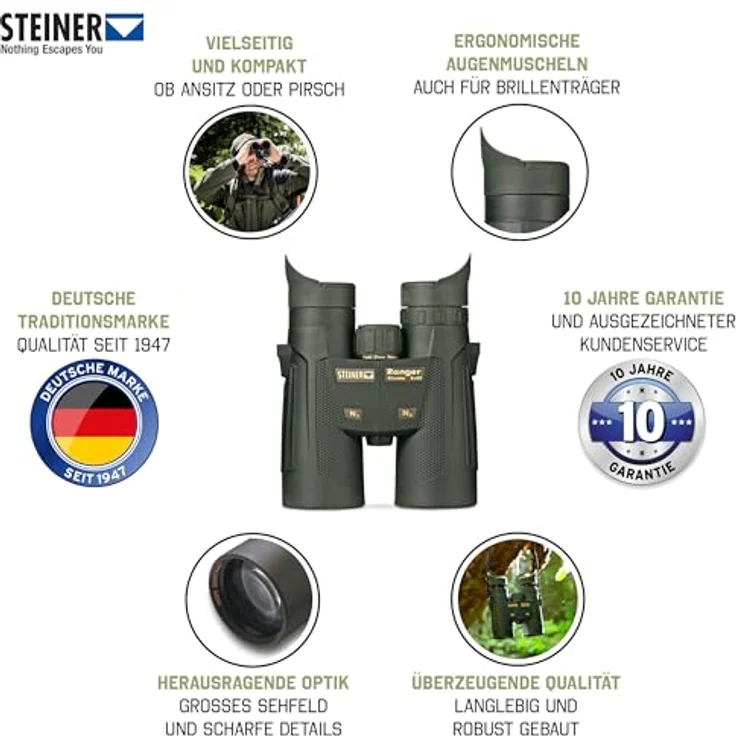 Steiner Jagd-Fernglas Ranger Xtreme 8x42 - Deutsche Marken-Qualität, 10 Jahre Garantie, großes Sehfeld, kompakt, robust – Bild 2