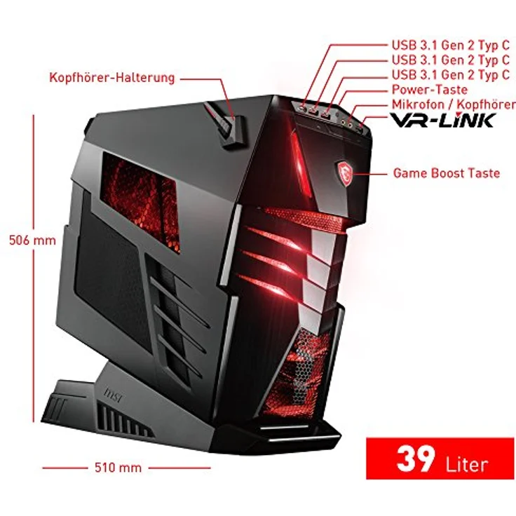 MSI Aegis Ti3 VR7RF-043DE Gaming-PC inkl. MSI Gaming Pack (Intel Core i7-7700K, MSI nVidia GeForce GTX1080Ti Gaming 11GB, 2x512GB PCIe SSD, 4x16 GB DDR4, Windows 10 Home) schwarz, High End, Wassergekühlt – Bild 3