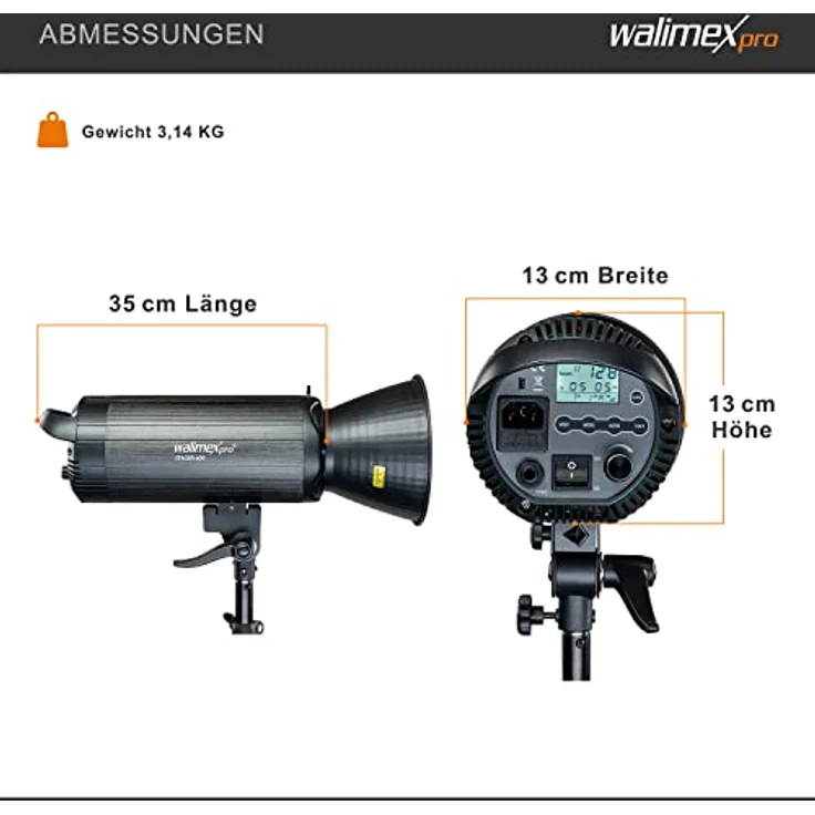 Walimex Pro Stager 600 HSS Studioblitz - leistungsstarker Studioblitz mit 2,4 GHz Empfänger, HSS-Modus, 600 Ws, Kurze Abbrennzeit, LED-Einstelllicht, für Profifotografen - Preisvergleich – Bild 4