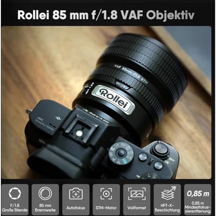 Rollei AF 85 mm F/1.8 Vollformat Objektiv für Nikon Z, STM-Autofokus, HFT-X Beschichtung, Vollmetall Gehäuse, 477g, kompatibel mit APS-C Z50/Z30/Zfc und Full Frame Z9/Z8/Z7/Z6/Z5 Series – Bild 2