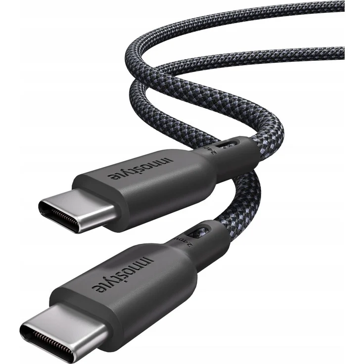 InnoStyle USB-C Polyamid Schnellladekabel 240W 2m Schwarz für iPhone & Samsung mit Hochgeschwindigkeits-Datenübertragung und intelligenter Sicherheitstechnologie