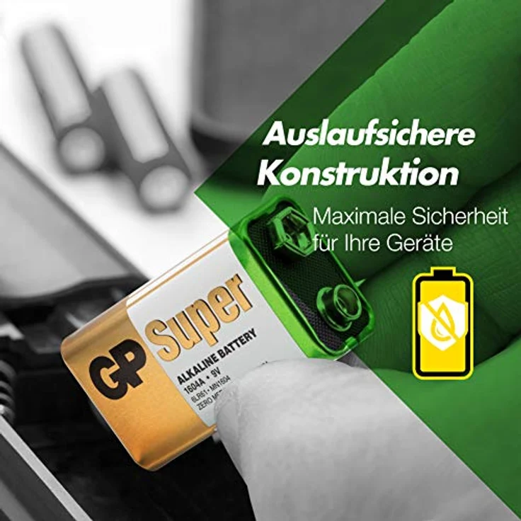 GP 9V Block Batterien (6LR61, MN1604, 9V E-Block) 9 Volt Block Super Alkaline, geeignet für vielseitige Anwendungen (8 Stück Blockbatterien 9V in briefkasten-geeigneter Verpackung) – Bild 4