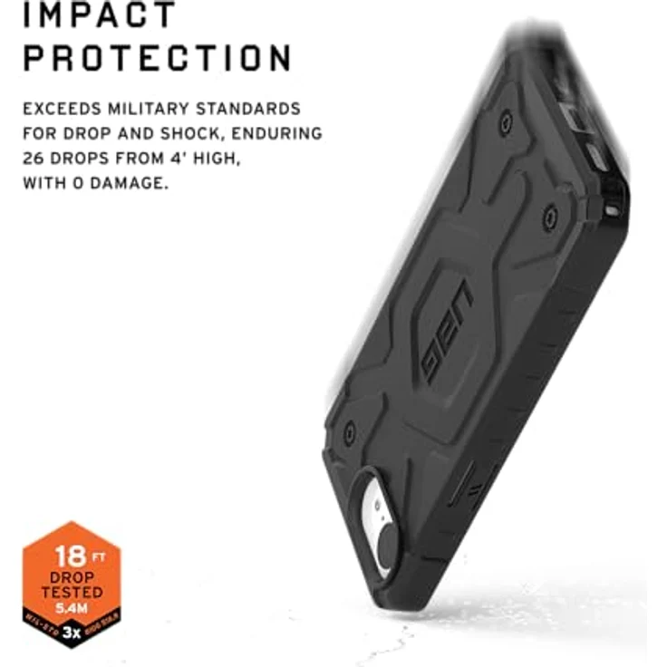 URBAN ARMOR GEAR Pathfinder MS Hülle für Apple iPhone 16E, Schwarz, Fallschutz nach Militärstandard, Wireless Charging/Magnetisches Aufladen kompatibel – Bild 4