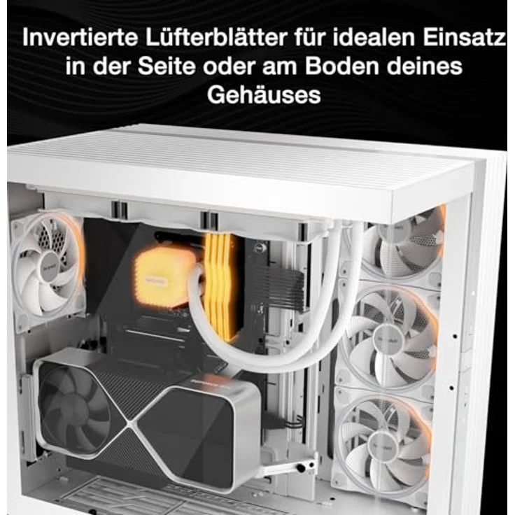 be quiet! Light Wings 140mm PWM Reverse White, hoher Airflow, ARGB-Beleuchtung, sehr leiser Betrieb – Bild 3