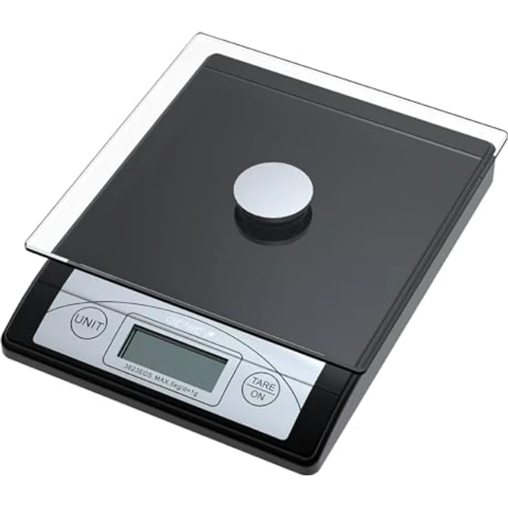 Genie 3623 EDS Digitale Briefwaage (von 1 g bis 5000 g, aus robustem Kunststoff inkl. Glasteller, LCD Anzeige) schwarz – Bild 2
