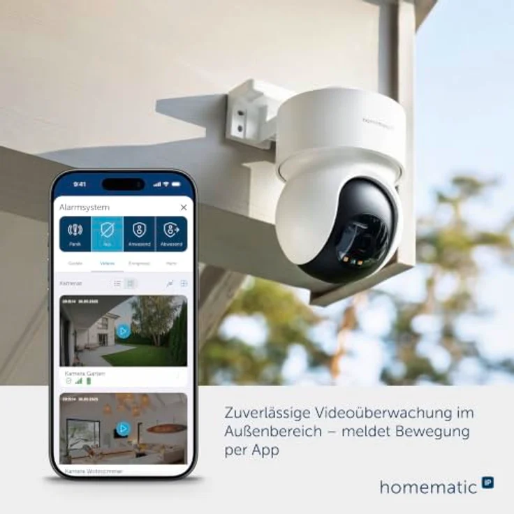 Homematic IP Außenkamera, schwenk- und neigbar, 5 MP mit Bewegungs- und Geräuscherkennung, anthrazit – Bild 2