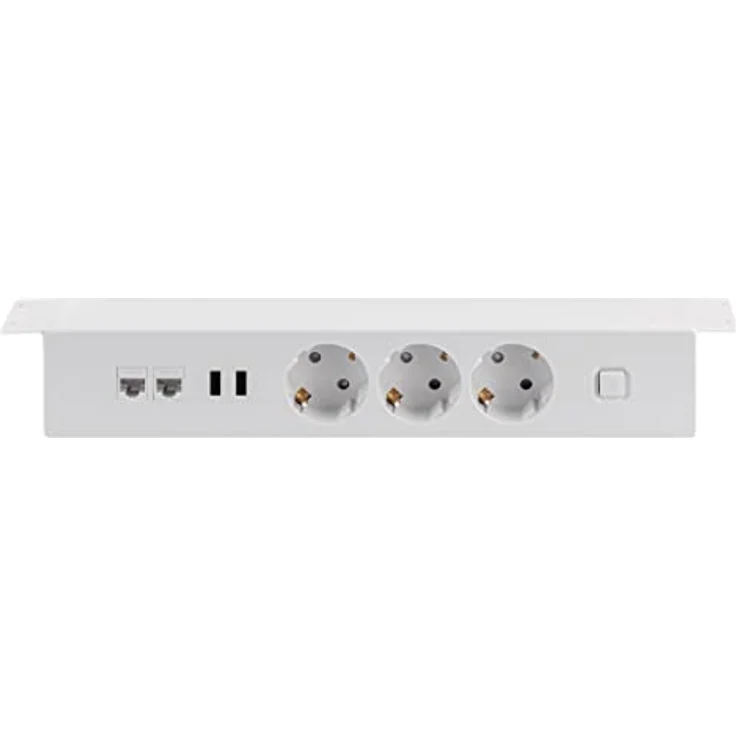 maxtrack Tischsteckdose NV64L 3-Fach Schutzkontakt mit 2X USB und 2X LAN Anschluss, Mehrfachsteckdose für Zuhause Anschraubbar, Knopf zum EIN- und Ausschalten, Steckdosenleiste mit 1,8m Kabel – Bild 5