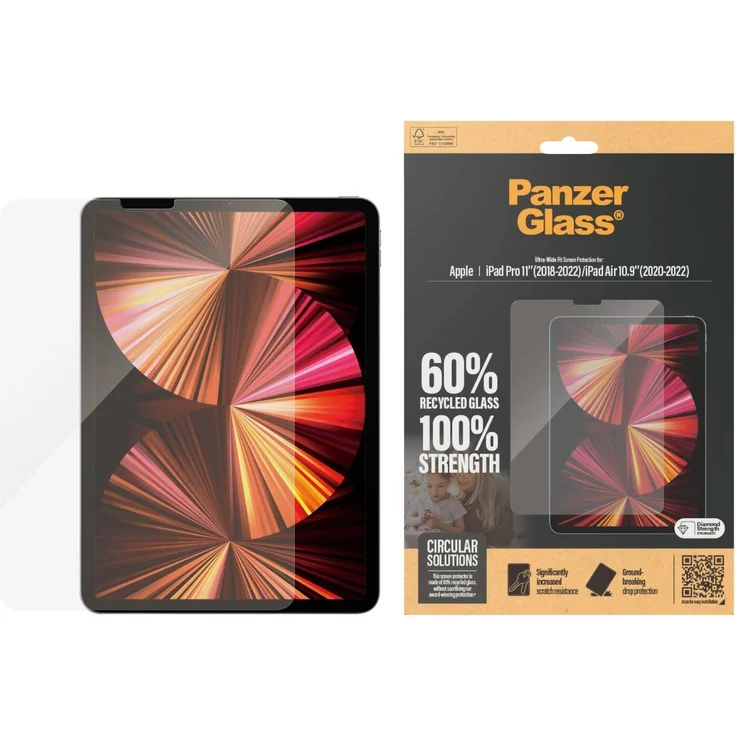 PanzerGlass Tablet Glass für iPad Air 10.9, randlose Tablet Schutzfolie mit Kratz- und Stoßfestigkeit, 100%ige Berührungsempfindlichkeit