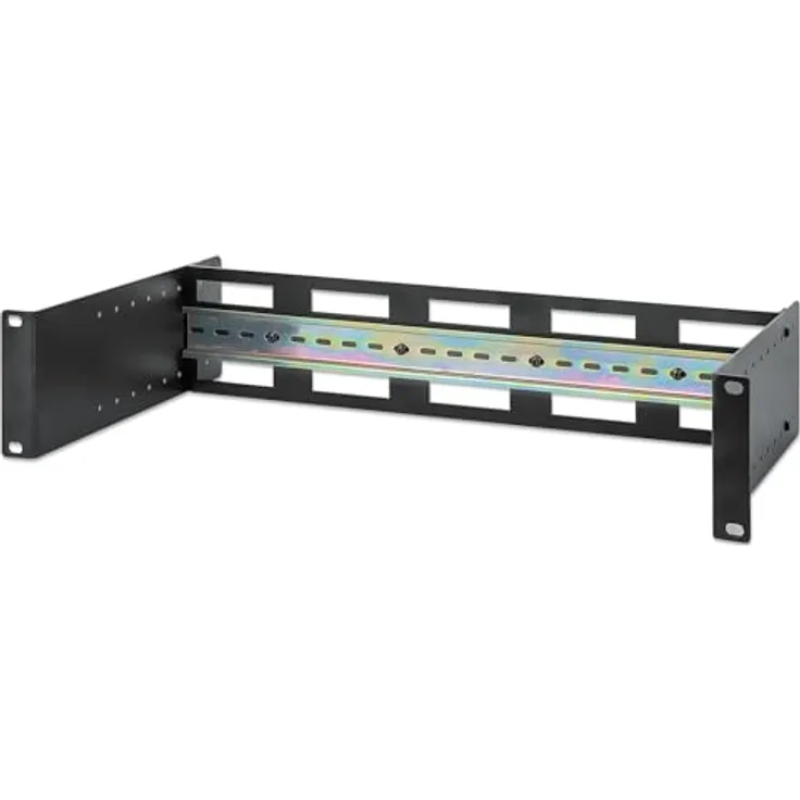 Intellinet Verstellbares 48,3 cm Rackmount 2U DIN-Schienen-Kit – 8-stufige Tiefenverstellung mit Zylinderhut, 12,2 kg Tragkraft, strapazierfähig - 716345, Aluminium