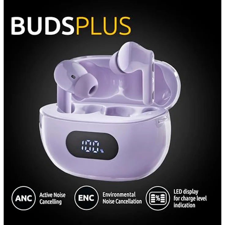 Intenso True Wireless Kopfhörer Buds Plus T313AE lila, In-Ear-Kopfhörer mit Rauschunterdrückung – Bild 3