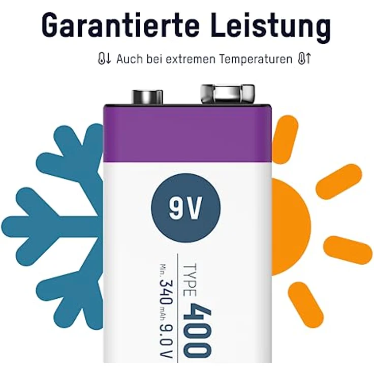 ANSMANN 1x 9V E-Block Akku Li-Ion mit USB Typ-C Anschluss, wiederaufladbar über USB-C/Hohe Leistung von 9 Volt & 400 mAh/Geeignet für Rauchmelder, Fernsteuerung, Spielzeug, Funkgeräte – Bild 4