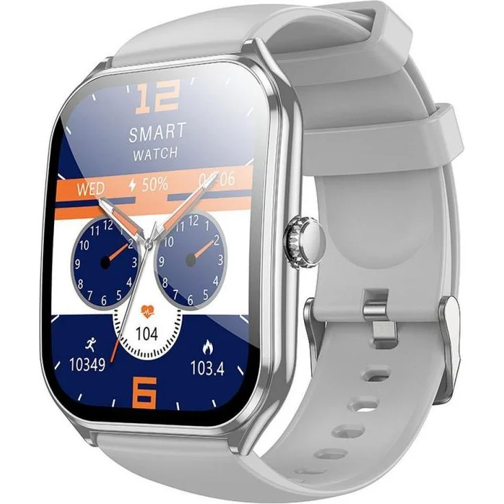 Hoco Y28 Call Smartwatch, Silber, AMOLED-Bildschirm, Gesundheitsfunktionen, Bluetooth 5.2, bis zu 5 Tage Akkulaufzeit