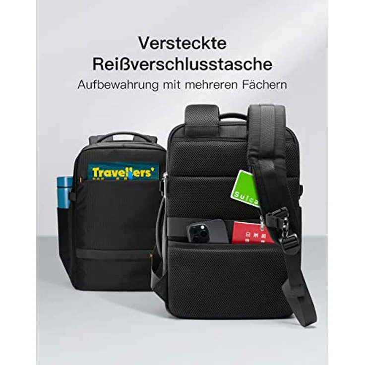 Inateck 20L Ryanair Handgepäck 40x20x25 Reiserucksack Flugzeug Laptop Rucksack kompatibel mit 14-Zoll MacBook Pro, spritzwassergeschütztes, Damen Herren mit Trolley-Gurt und 2 Griffen – Bild 5
