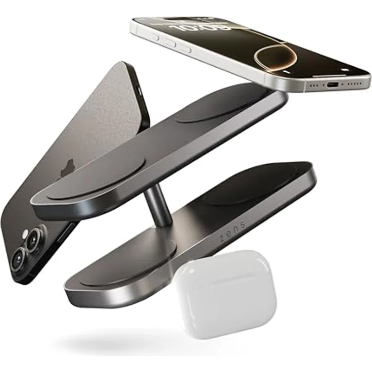 OtterBox Zens Quattro Wireless Charger Pro 4, kabelloses MagSafe und Qi2-Ladegerät (15 W) für iPhone und AirPods, inkl. 65-W-Netzteil und 1,5-m-Kabel, Schwarz