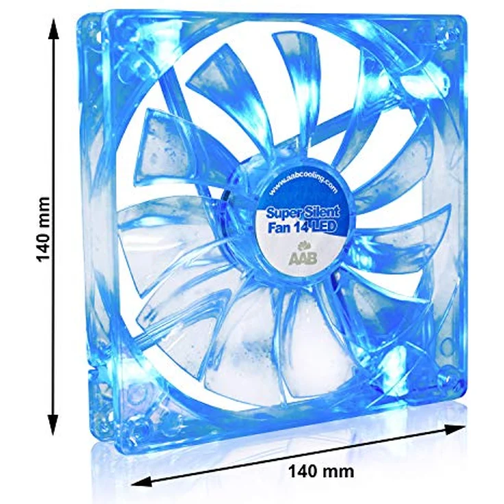 AAB Cooling Super Silent Fan 14 Blue LED - 140mm leise und effizient Gehäuselüfter mit 4 Anti-Vibrations-Pads und blauer LED – Bild 3