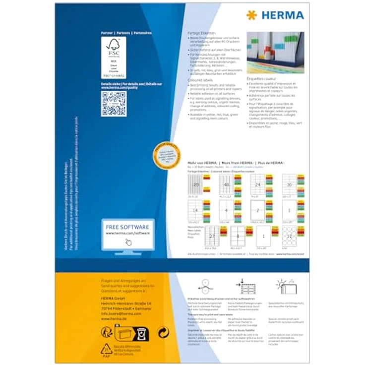 HERMA Aktenordner HERMA Universal-Etiketten SPECIAL, 105 x 37 mm, gelb - Recyclingfähige Etiketten mit optimaler Druckqualität – Bild 3