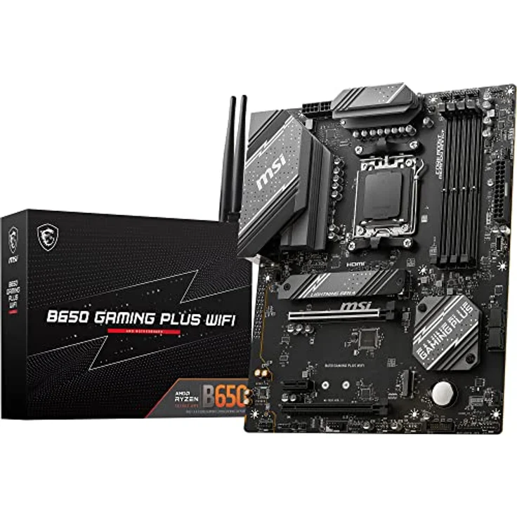MSI B650 Gaming Plus WiFi Motherboard (unterstützt AMD Ryzen 7000 Prozessoren, AM5 - DDR5 Memory Boost 6400+MHz/OC, 2 x PCIe 4.0 x16, 2 x M.2 Gen4, Wi-Fi 6E, ATX) – Bild 1