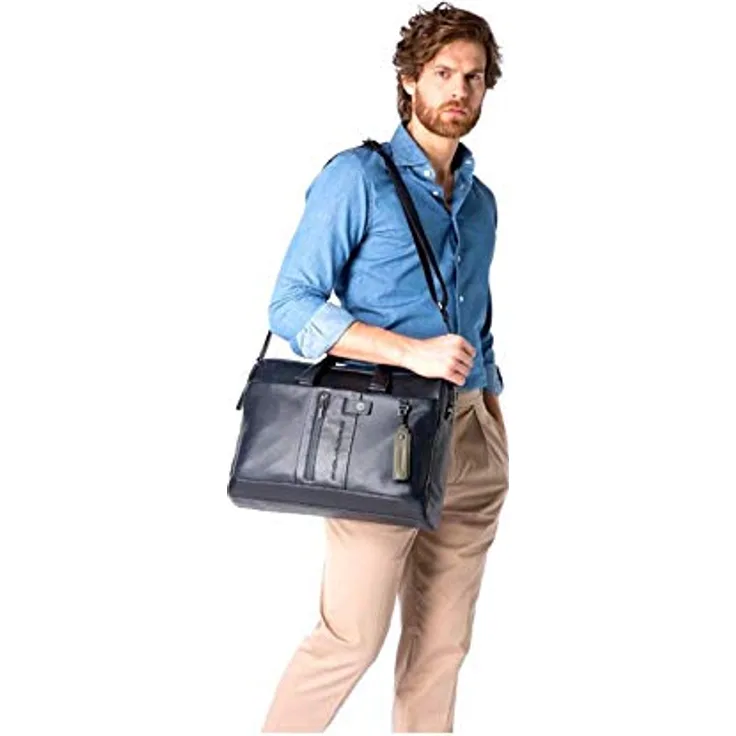 Piquadro Urban Aktentasche Leder 42 cm Laptopfach, zeitloses Design in schwarz