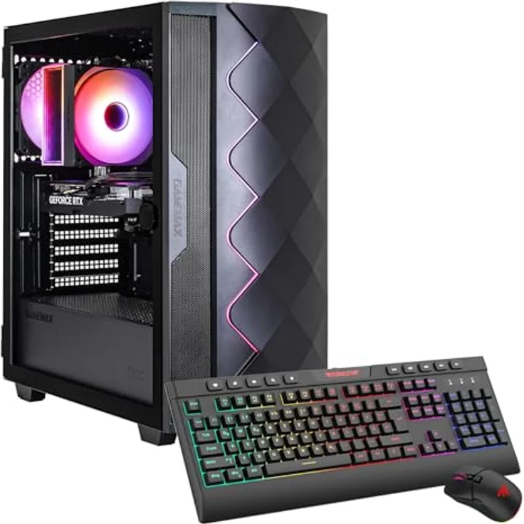 GameMax Diamond BK 7795, Gaming-PC mit AMD Ryzen 5 5500, 16 GB RAM, 1 TB SSD, NVIDIA GeForce RTX 5050, Schwarz – Bild 1
