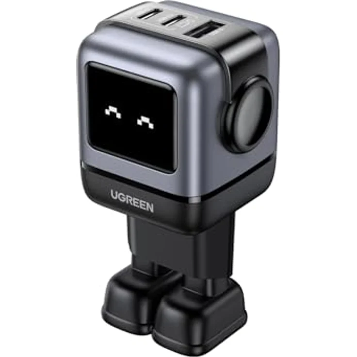 UGREEN RG USB C Ladegerät 65W Nexode RobotGaN Charger USB C Netzteil 3-Port Schnellladegerät LED Display kompatibel mit MacBook Pro/Air, iPad, iPhone 15 Pro, Galaxy S24 Ultra, Steam Deck (Schwarz) – Bild 1