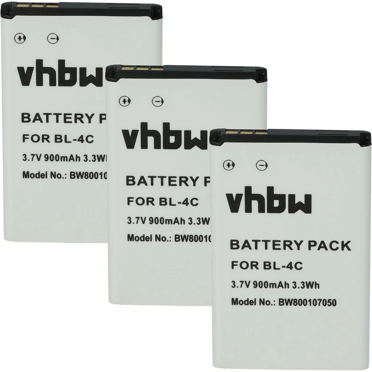 vhbw Akku für Artfone C3, CF241A, CS181, CS181A - Li-Ion 900 mAh (3,7 V), 3er Pack leistungsstarke Austausch-Akkus für Smartphones