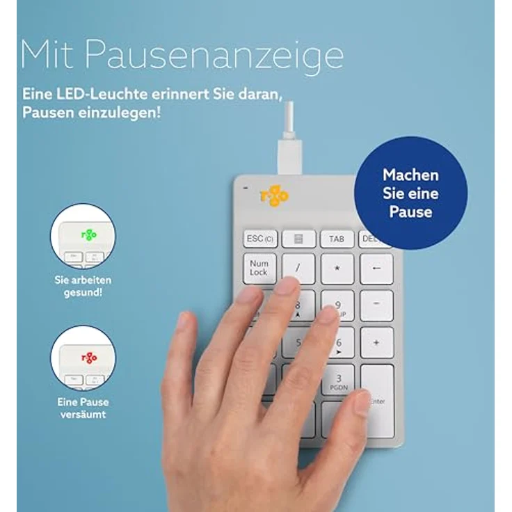 R-Go Tools Numpad Break, Mit Anti-RSI-Software, Leichter Tastenandruck, Weiß – Bild 5