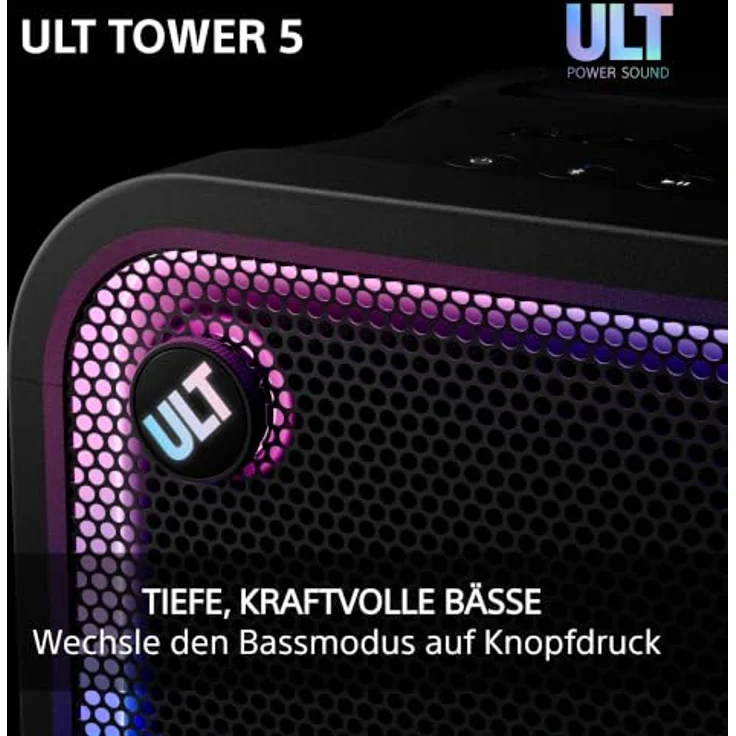 Sony ULT Tower 5, tragbarer kabelloser Bluetooth-Partylautsprecher mit 300 W Bass, 20 Stunden Akkulaufzeit und LED-Beleuchtung – Bild 5